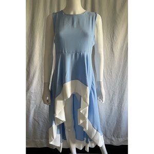 NWT Gracia Women's Dress Casual Flare Light Blue White Sleeveless  L